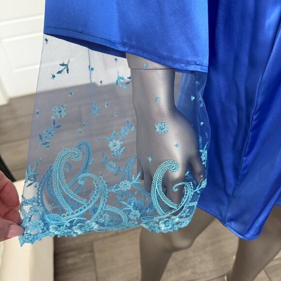 Cosabella Silk Robe and Thong Sanika Blue Size M - Picture 4 of 8
